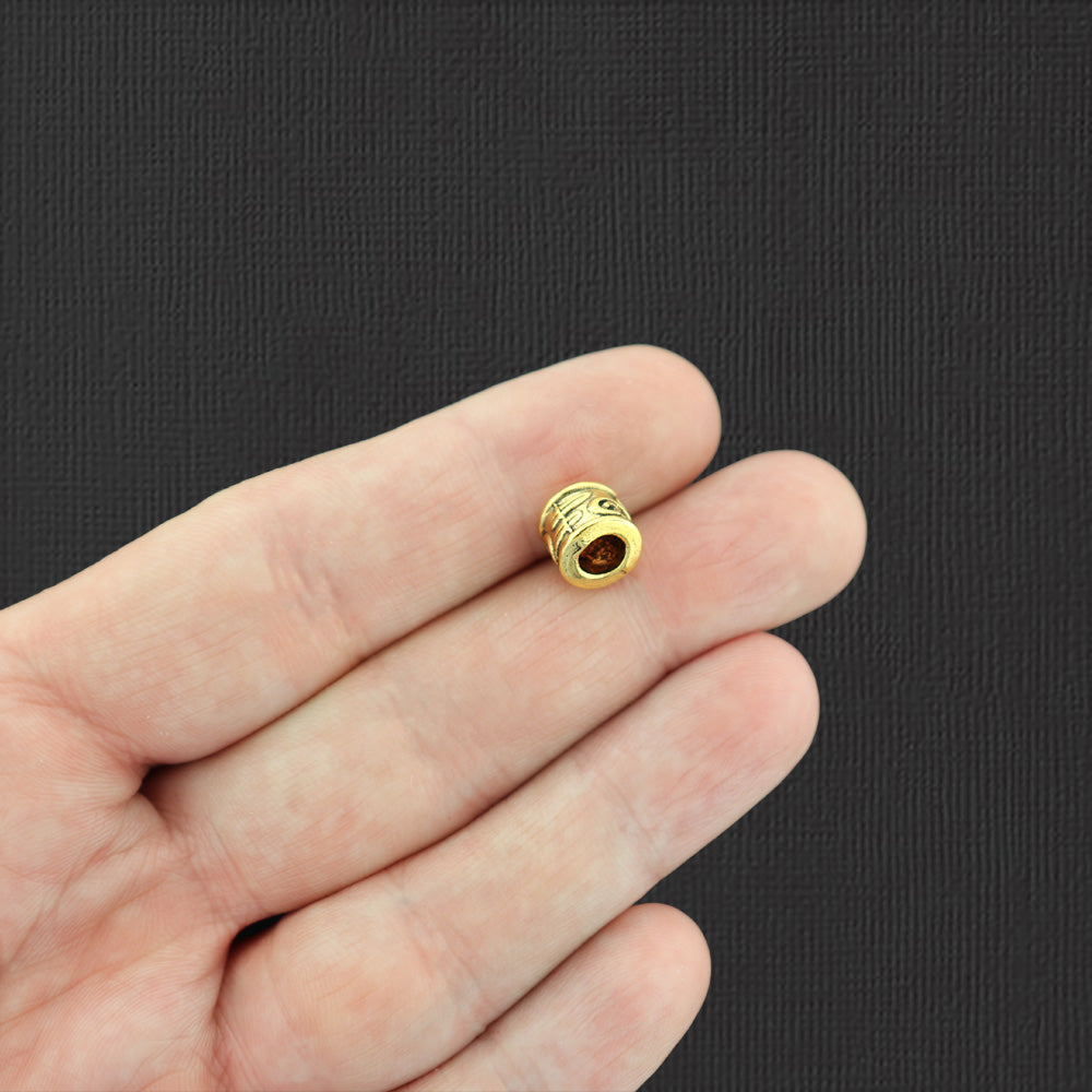 Column Spacer Beads 8.5mm - Antique Gold Tone - 15 Beads - GC124