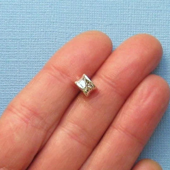 Column Spacer Beads 8mm x 6mm - Silver Tone - 10 Beads - SC1685