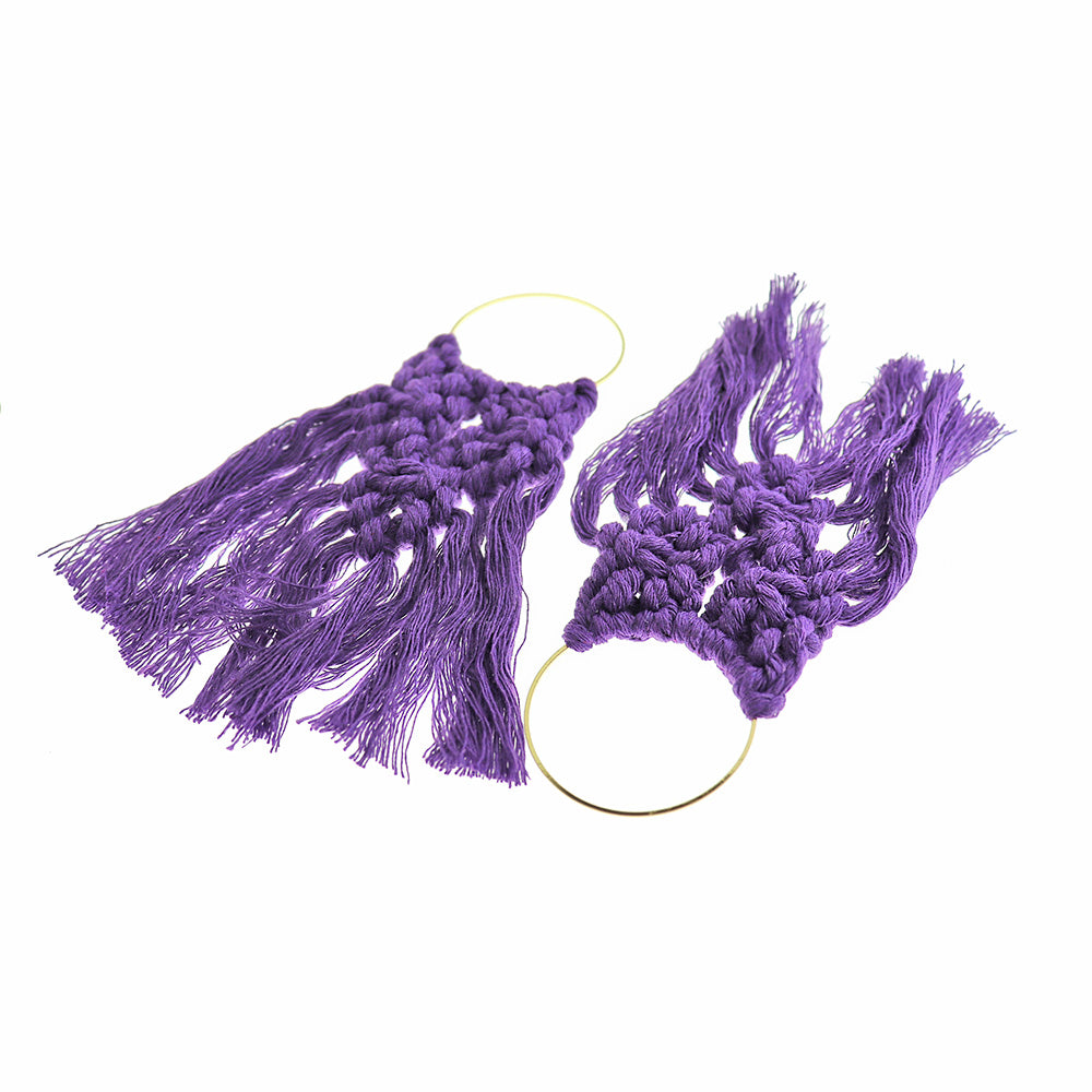 Cotton Threaded Fan Tassel - Gold Tone Loop - Choose Your Color!