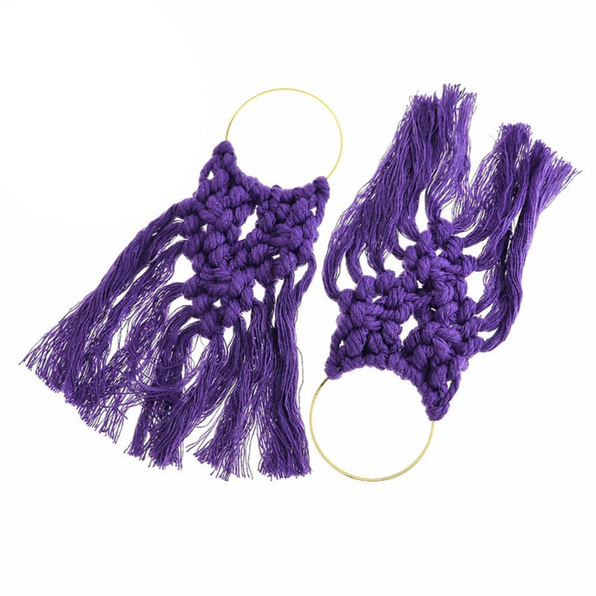 Cotton Threaded Fan Tassel - Gold Tone Loop - Choose Your Color!