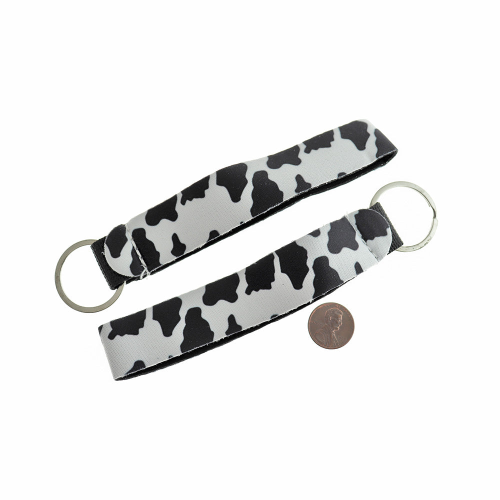 Cow Print Wrist Lanyard Key Chains - 30mm - 5 Pieces - FD801