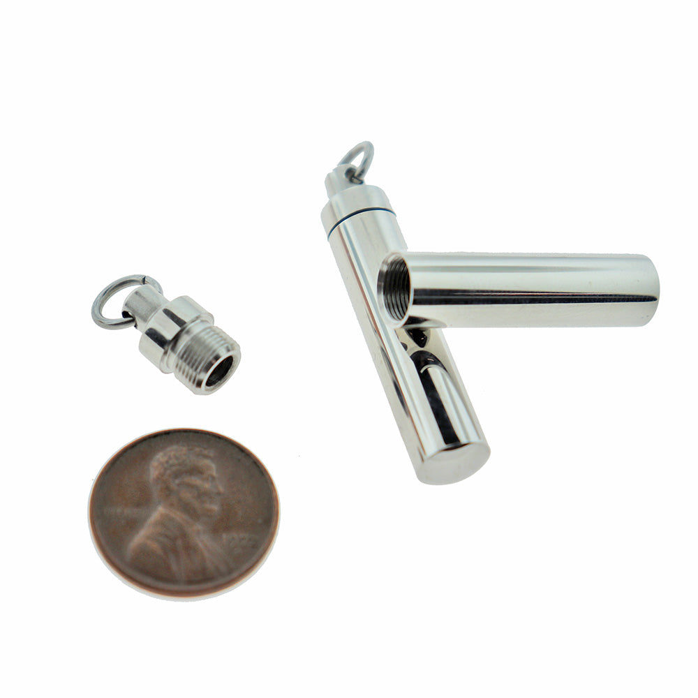 Cremation Urn Silver Tone Stainless Steel Charms 3D - MT522