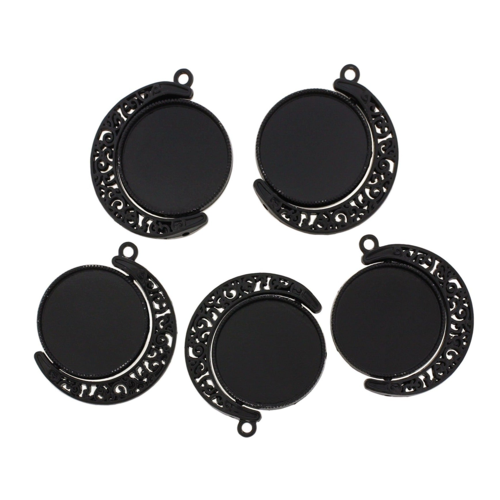 Crescent Moon Charm with Cabochon Setting - Choose Your Color!