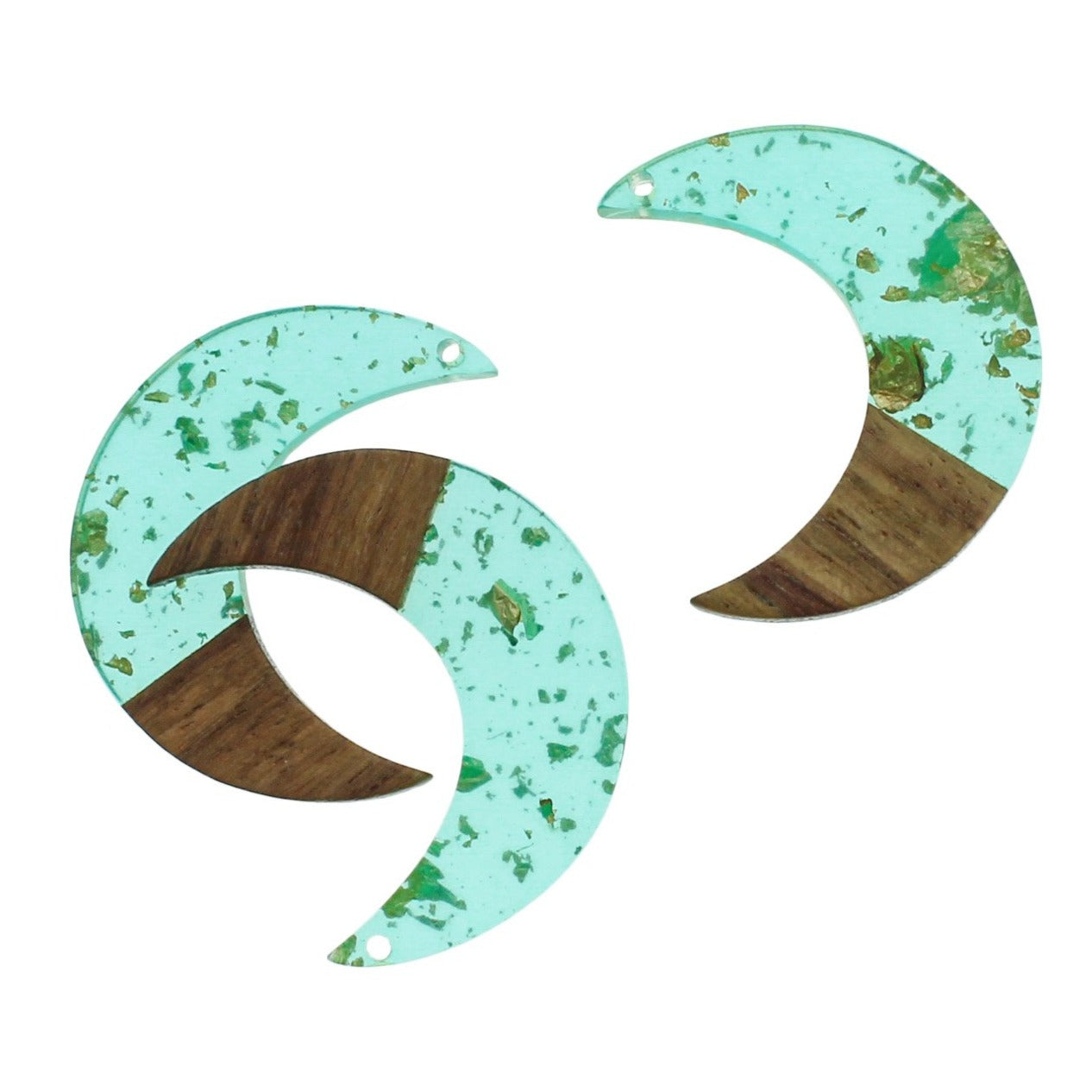 Crescent Moon Natural Wood and Resin Charm - Choose Your Color!