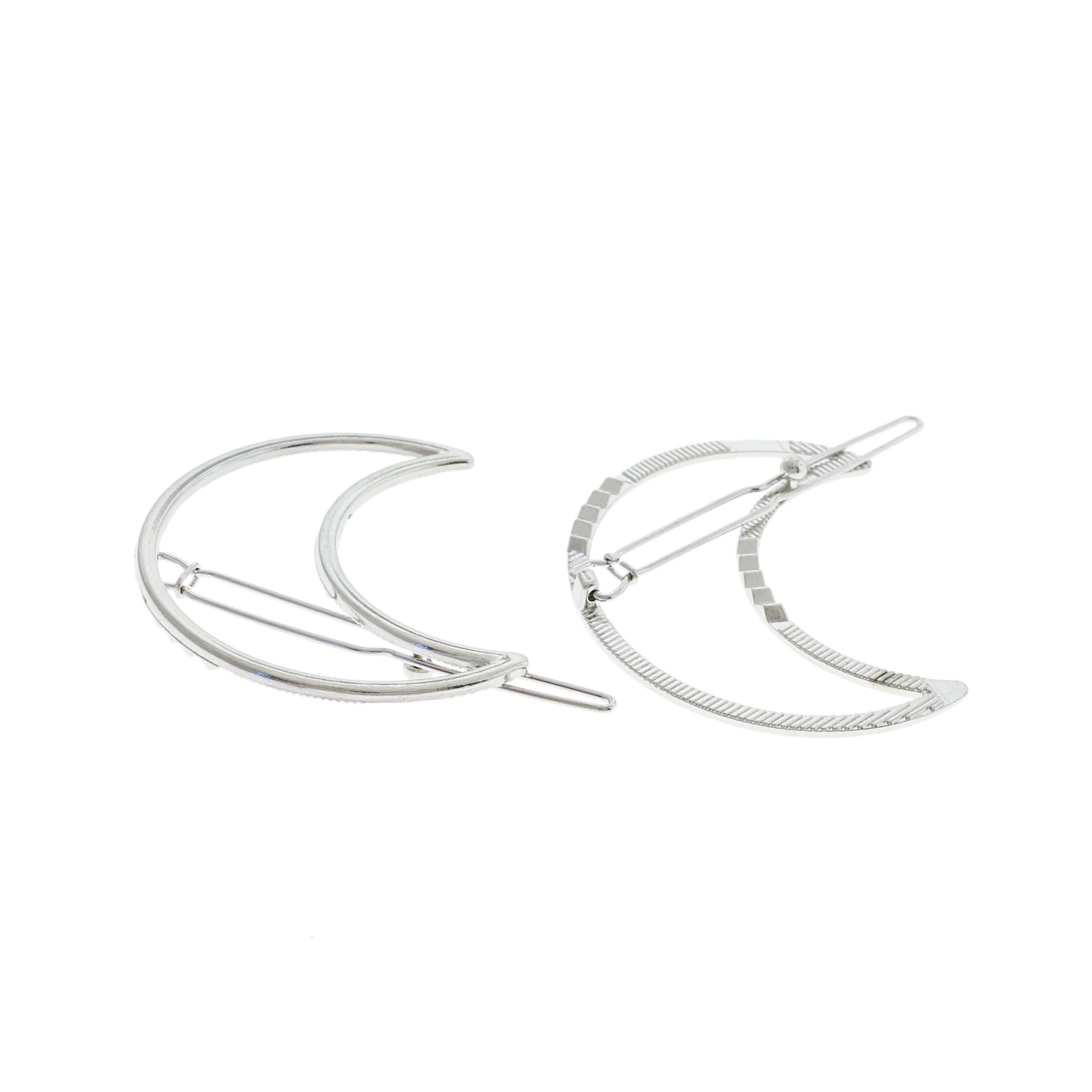 Crescent Moon Silver Tone Hair Clips - 52mm x 40mm - 4 Pieces - FD1048