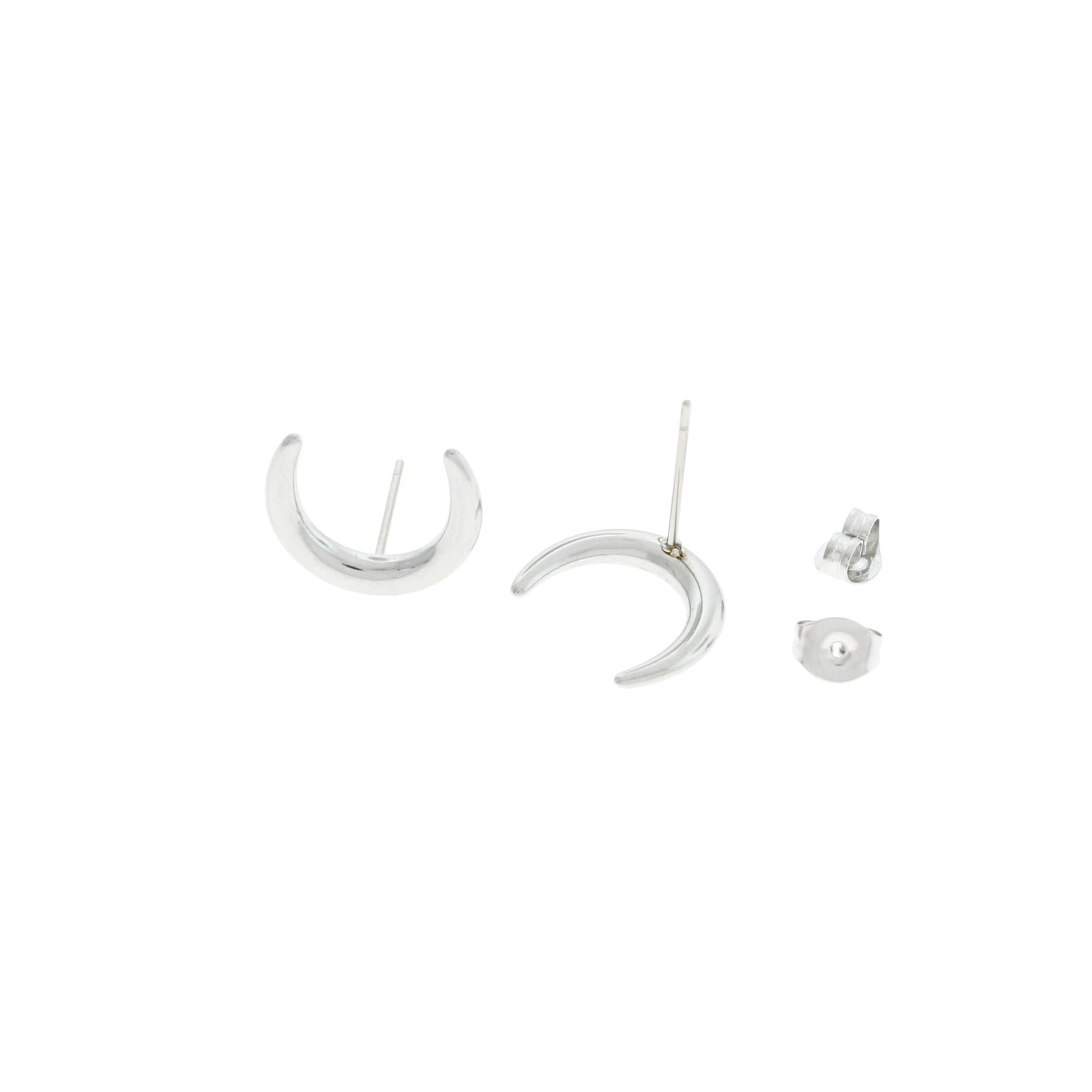 Crescent Moon Clous d'oreilles en acier inoxydable - 14 mm - 2 pièces 1 paire - Z1214