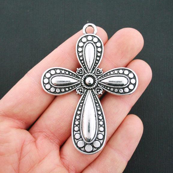 Croix Argent Antique Charm - SC5305