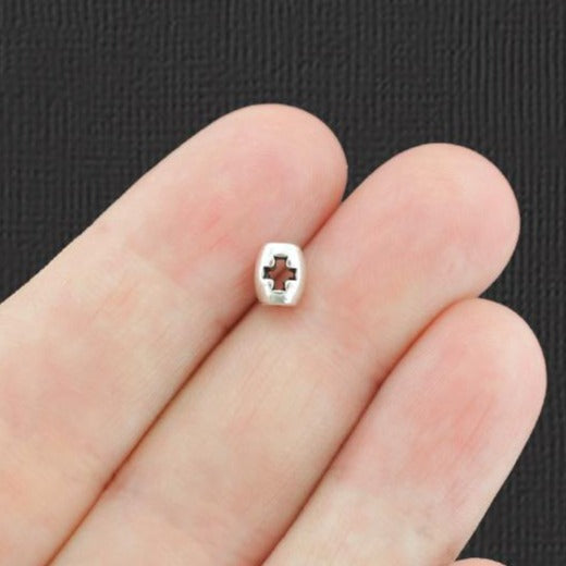 Perles intercalaires en forme de croix 6 mm x 5 mm - ton argent antique - 50 perles - SC8036