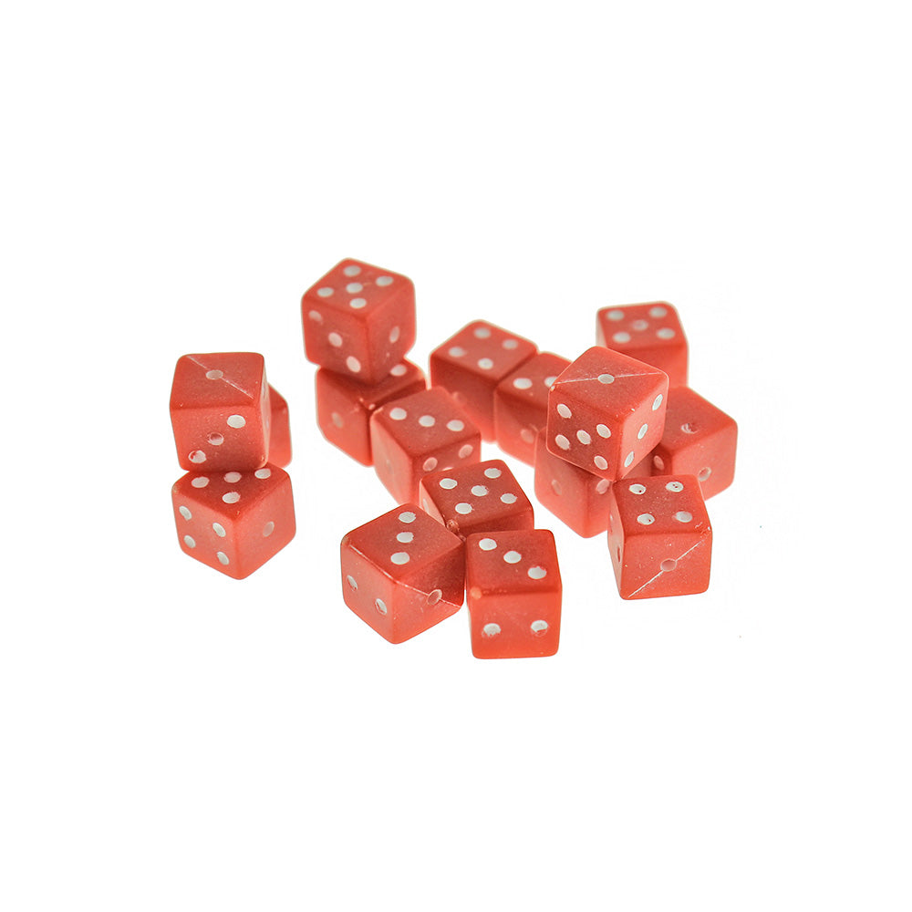 Cube Acrylic Beads 10mm - Red Dice - 50 Beads - BD2801