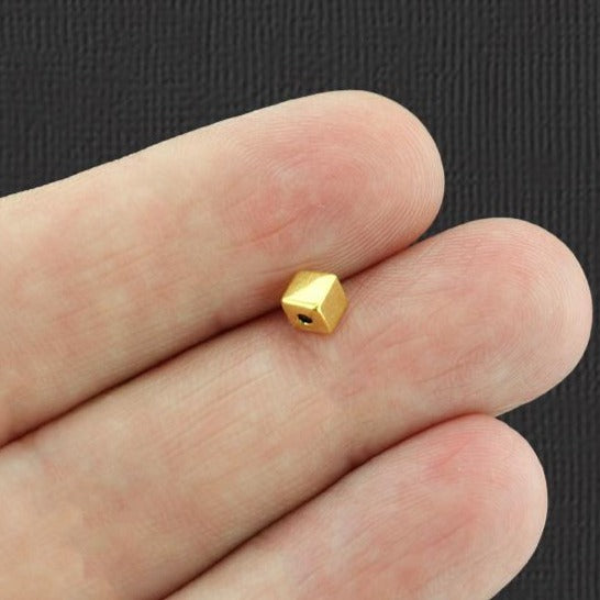 Cube Spacer Beads 4mm x 4mm - Antique Gold Tone - 50 Beads - GC844