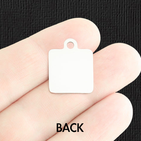Custom Stainless Steel Square Charm - Personalized - Double Sided
