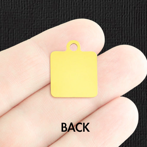 Custom Stainless Steel Square Charm - Personalized - Double Sided