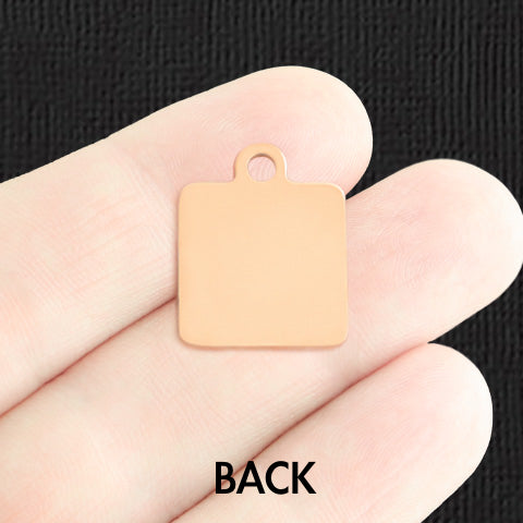 Custom Stainless Steel Square Charm - Personalized - Double Sided