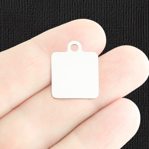 Custom Stainless Steel Square Charm - Personalized