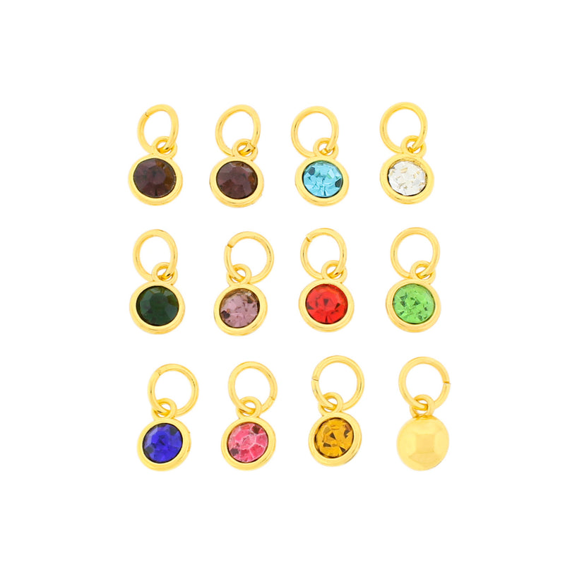 4 Birthstone Gold Tone Charms - Choose Your Month