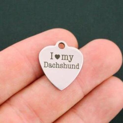 Dachshund Stainless Steel Charms - I love my - BFS011-0170