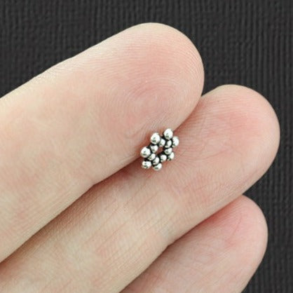Daisy Spacer Metal Beads 6mm - Antique Silver Tone - 50 Beads - SC5115