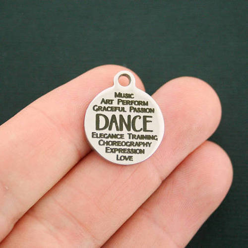 Dance Word Collage Stainless Steel Charms - BFS001-1417