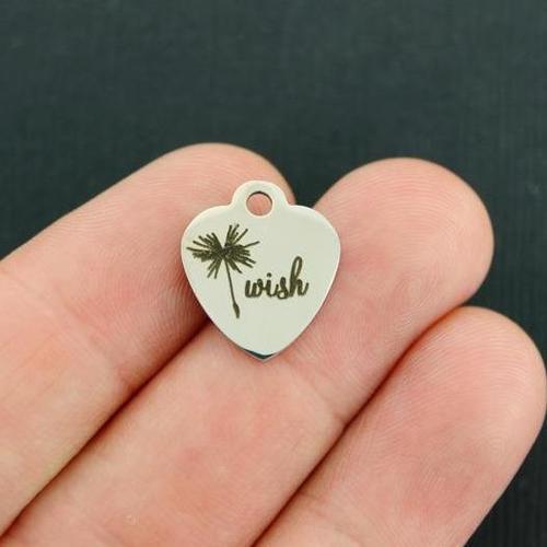 Dandelion Wish Acier Inoxydable Petit Coeur Charms- BFS012-3795