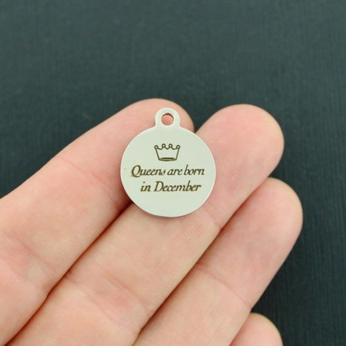 December Stainless Steel Charms - Queens are born in - BFS001-3650