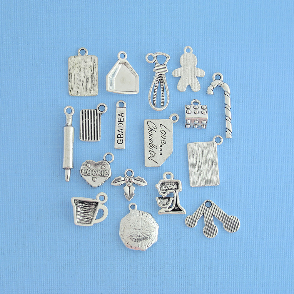 Deluxe Christmas Baking Charm Collection Ton argent antique 17 breloques différentes - COL044