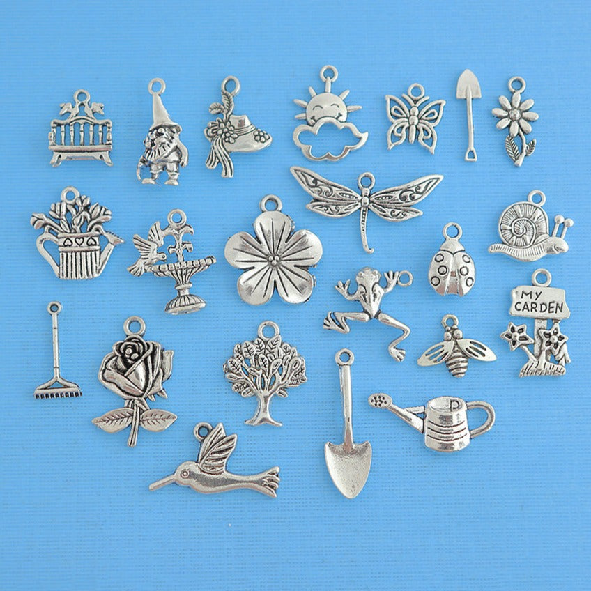 Deluxe Gardening Charm Collection Antique Silver Tone 22 Charms - COL292