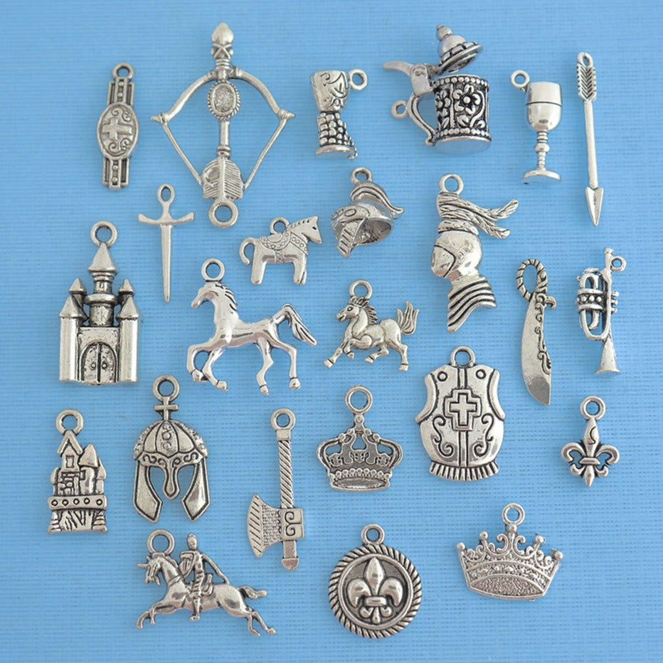 Fireman Charm Collection - Antique Silver Tone 11 Piece Set For Jewelry Making