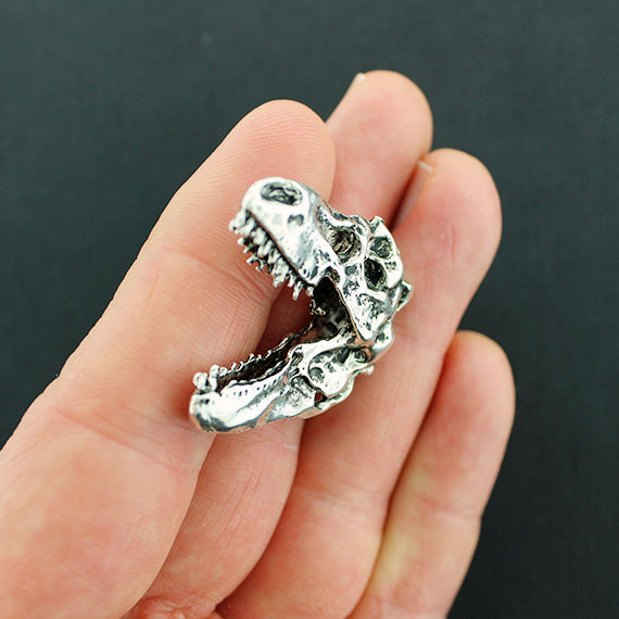 Dinosaur Antique Silver Tone Charms 2 Sided - SC4731