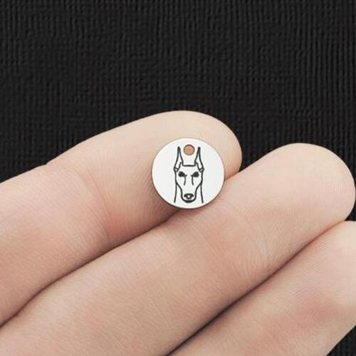 Doberman Acier Inoxydable Breloques Rondes 10mm - BFS005-5983