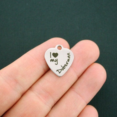 Doberman Stainless Steel Charms - I love my - BFS011-0474