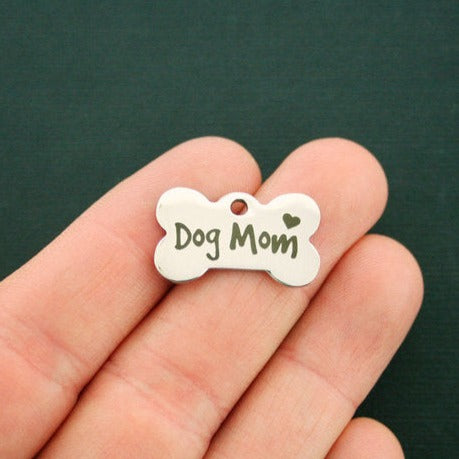 Dog Mom Stainless Steel Dog Bone Charms - BFS020-1233