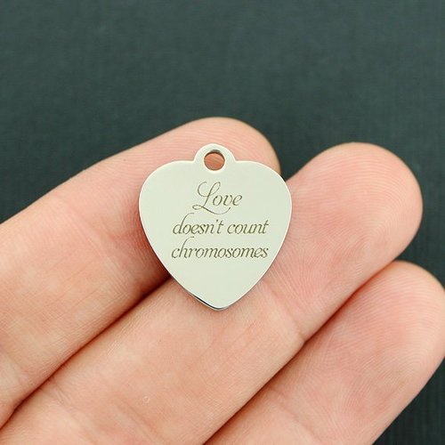Down Syndrome Stainless Steel Charms - Love Doesn't Count Chromosomes - BFS011-3792