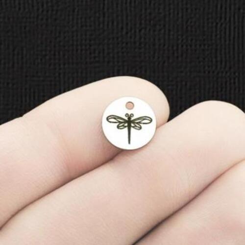Breloques Rondes Libellule Acier Inoxydable 10mm - BFS005-5797
