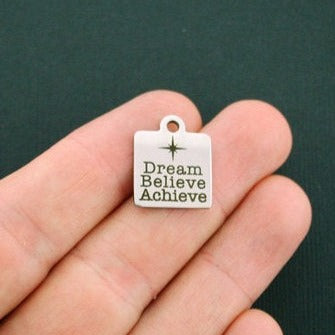 Dream Believe Achieve Stainless Steel Charms - BFS013-0619