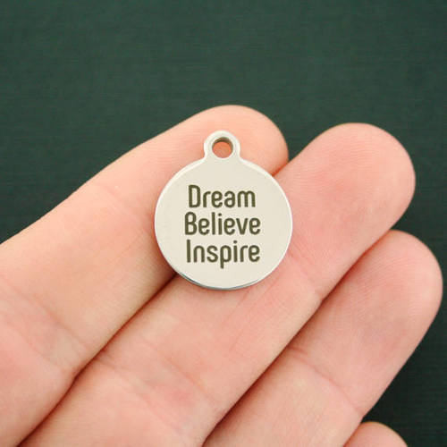 Dream Believe Inspire Breloques en acier inoxydable - BFS001-1252