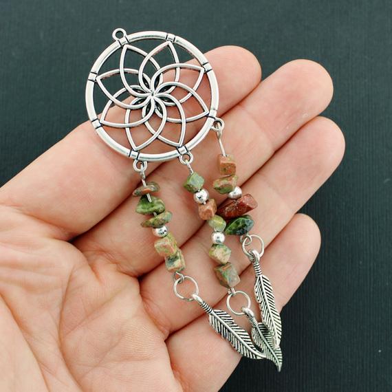 Dream Catcher Antique Silver Tone Charm - SC7638