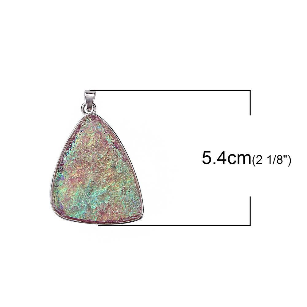 Druzy Antique Silver Tone and Resin Cabochon Charm - Z504