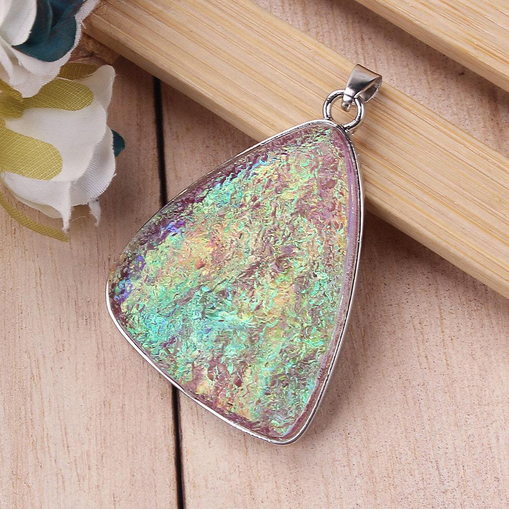 Druzy Antique Silver Tone and Resin Cabochon Charm - Z504