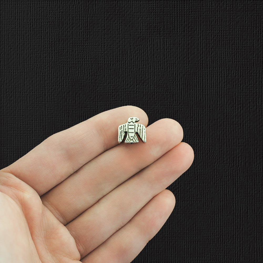 Perles d'espacement d'aigle 12 mm x 12 mm - ton argent antique - 10 perles - SC743