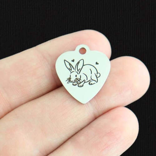 Breloques lapin de Pâques en acier inoxydable - BFS011-6808