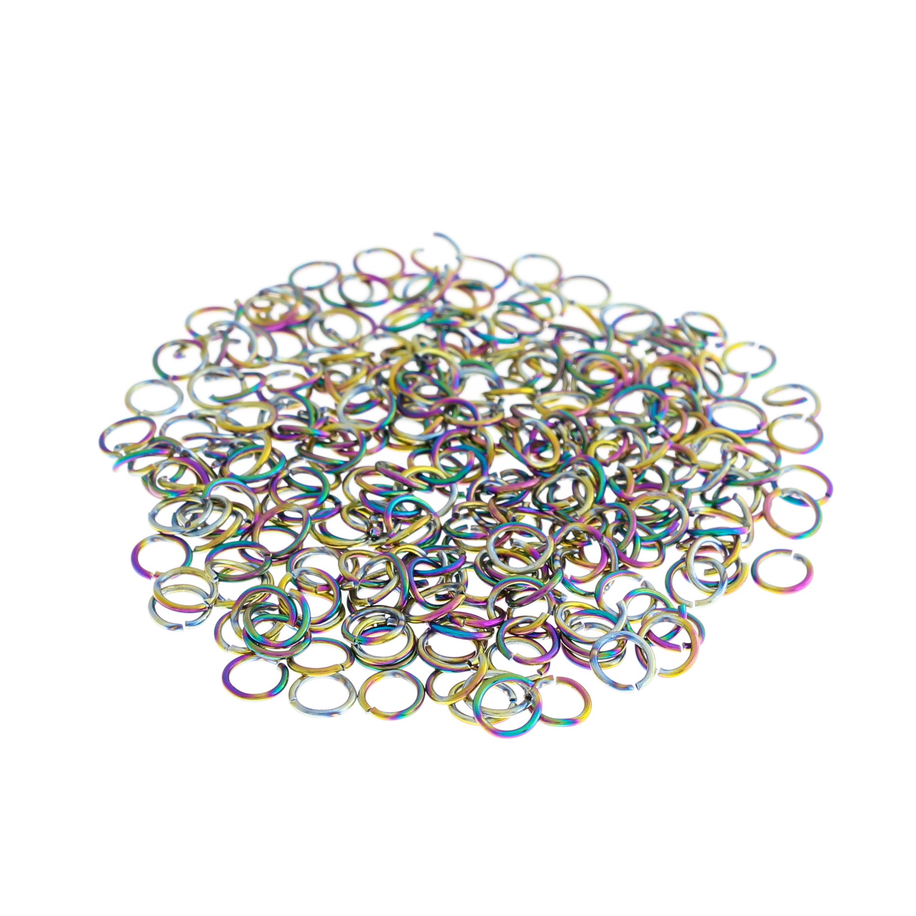 Anneaux de saut en acier inoxydable arc-en-ciel galvanisés 6 mm x 0,8 mm - Calibre 20 ouvert - 100 anneaux - SS109