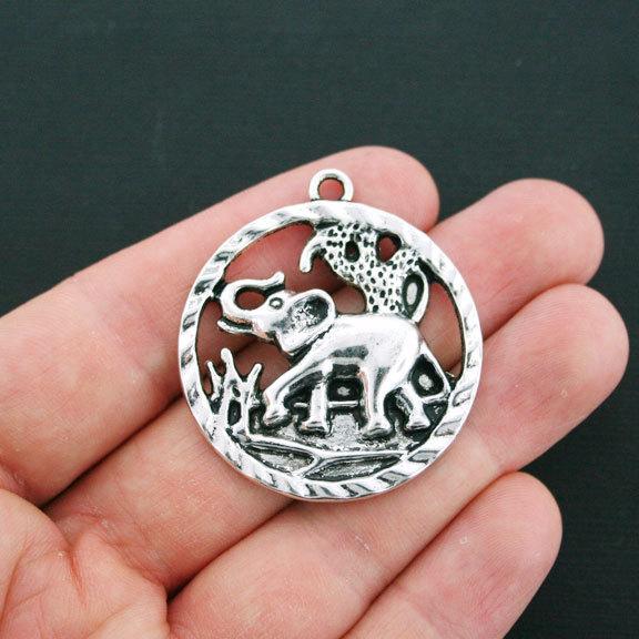 Elephant Antique Silver Tone Charm - SC4605