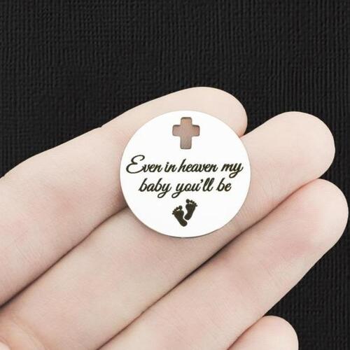 Even in heaven Stainless Steel Cross Charms - my baby you'll be - BFS023-6102