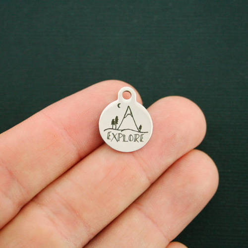 Explore Stainless Steel Small Round Charms - BFS002-2803