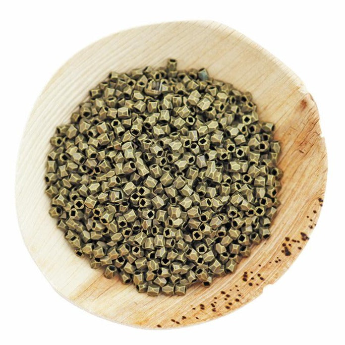 Perles d'espacement en laiton à facettes 3 mm x 3 mm - ton bronze antique - 25 perles - BC244