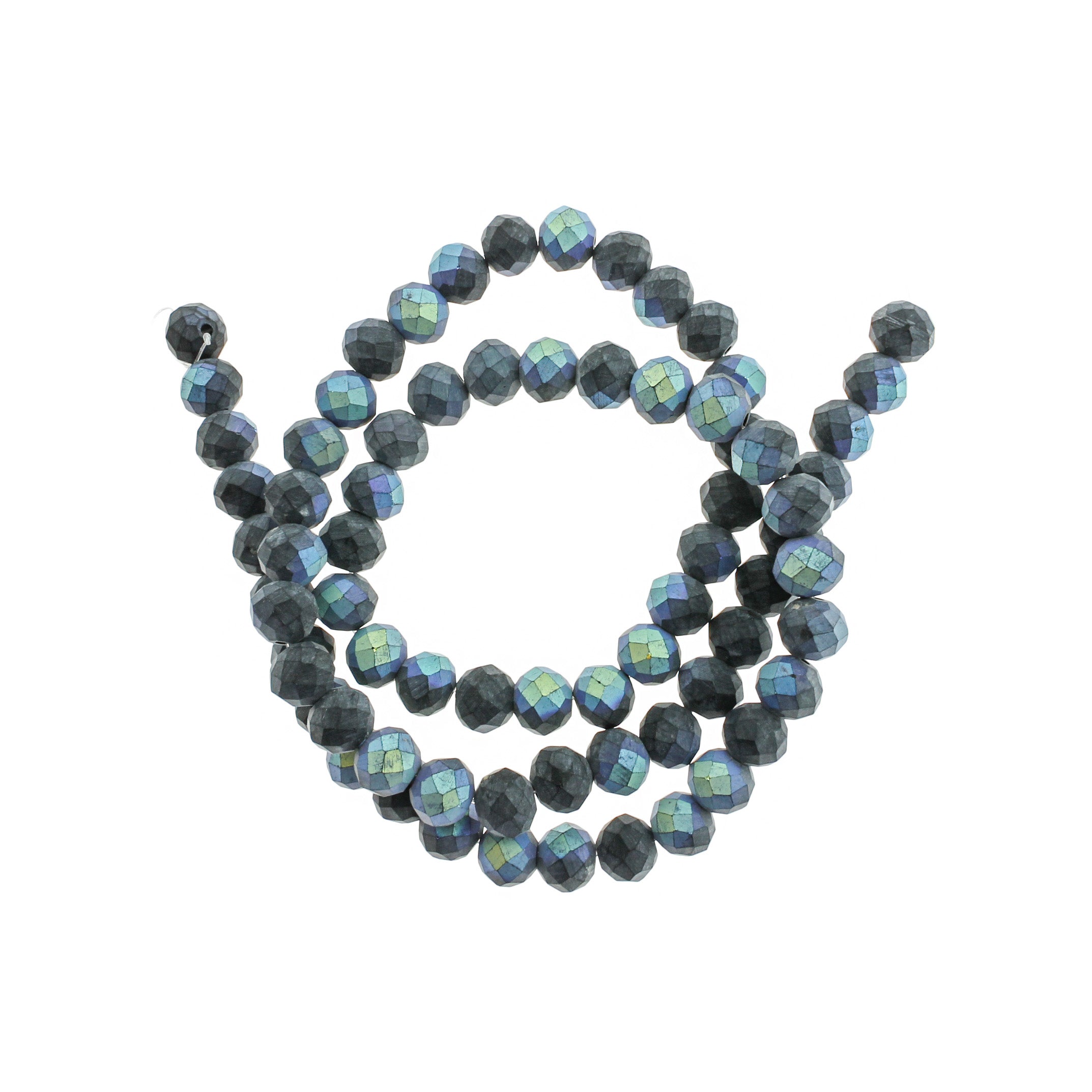 Faceted Glass Beads 10mm x 7mm - Navy Blue - 1 Strand 72 Beads - BD2702