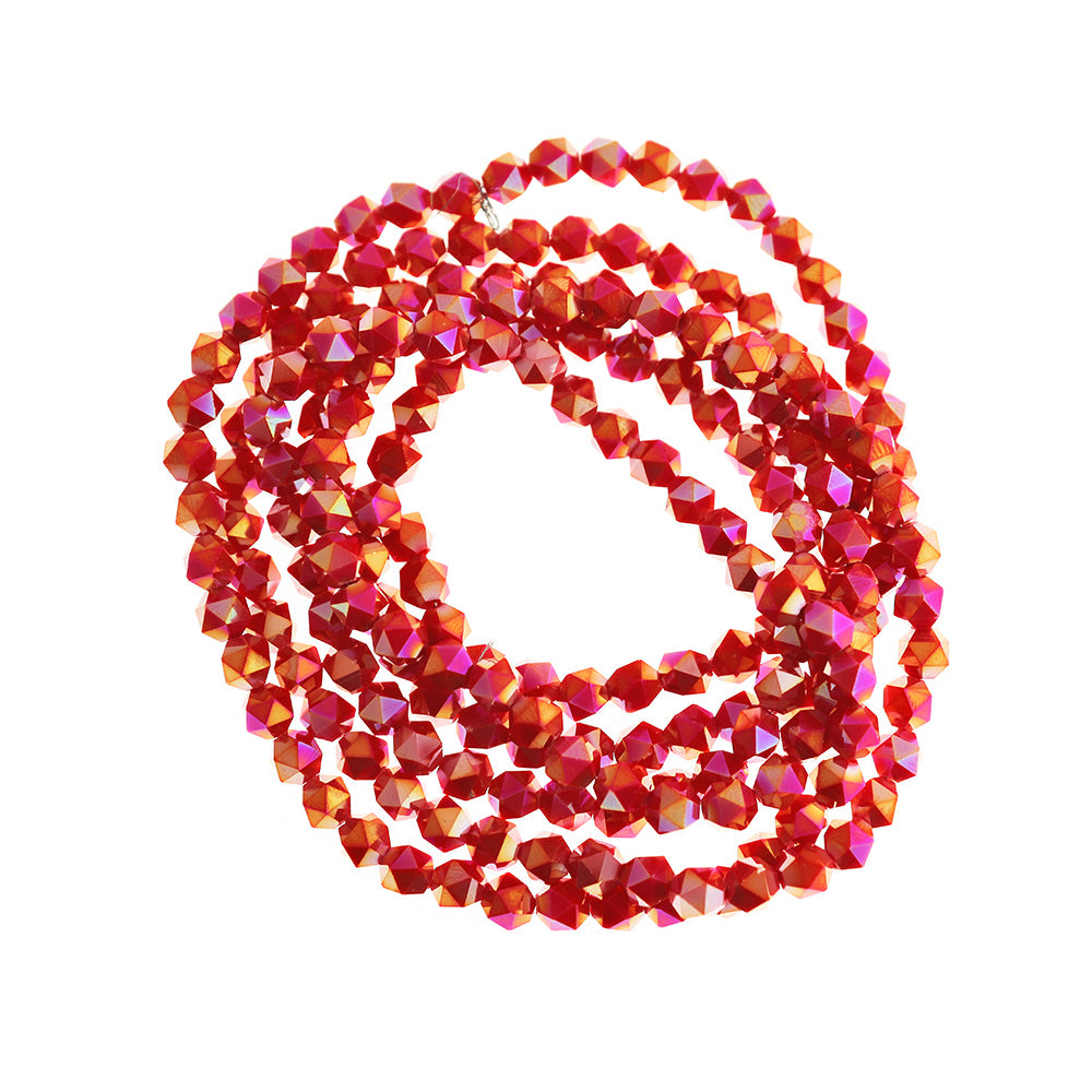 Faceted Glass Beads 5mm - Electroplated Ruby Red - 1 Strand 97 Beads - BD782