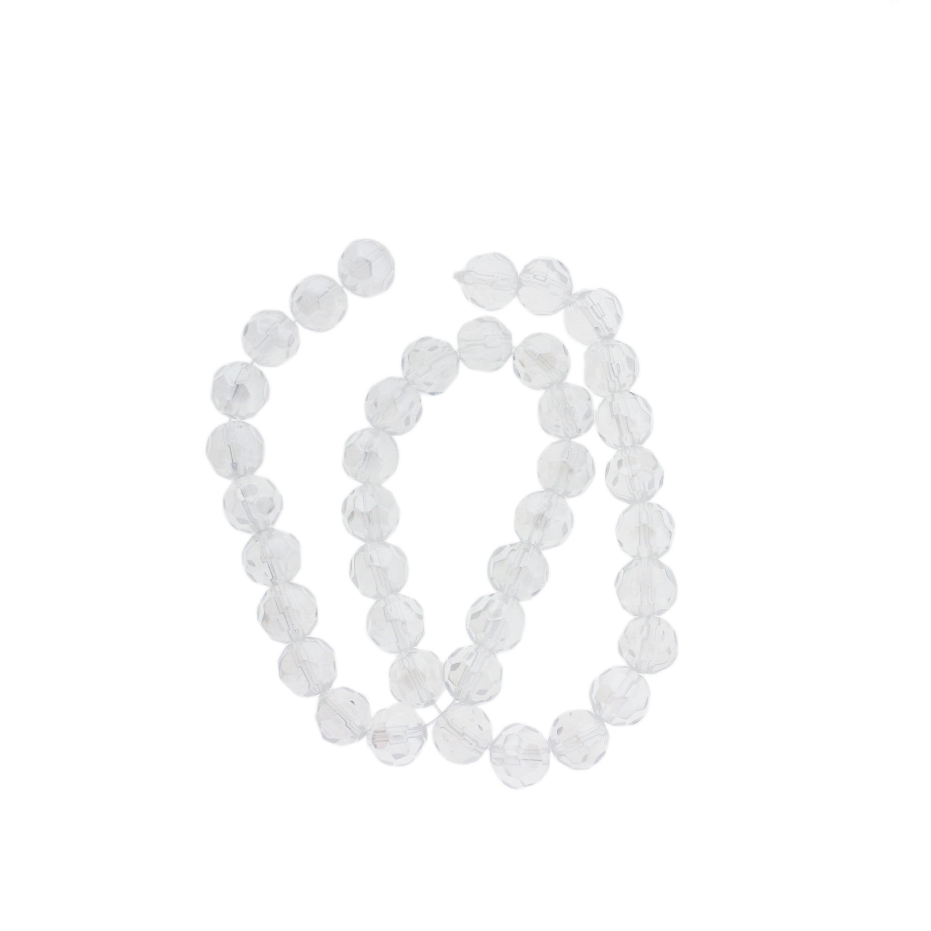 Faceted Glass Beads 6mm - 8mm - Choose Your Size - Electroplated Clear - 1 Full 13" Strand - BD2407