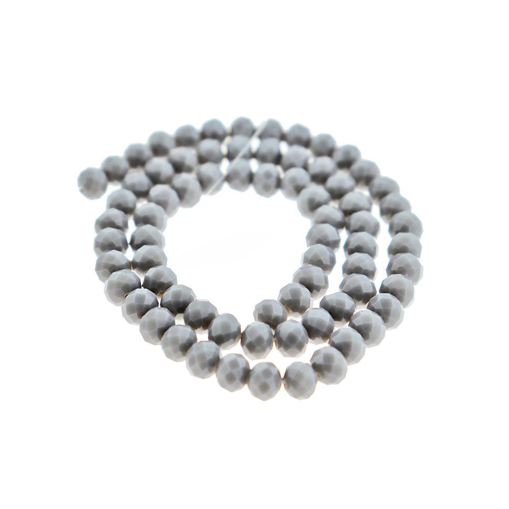 Perles de Verre à Facettes 6mm - Gris Orage - 1 Rang 93 Perles - BD1940