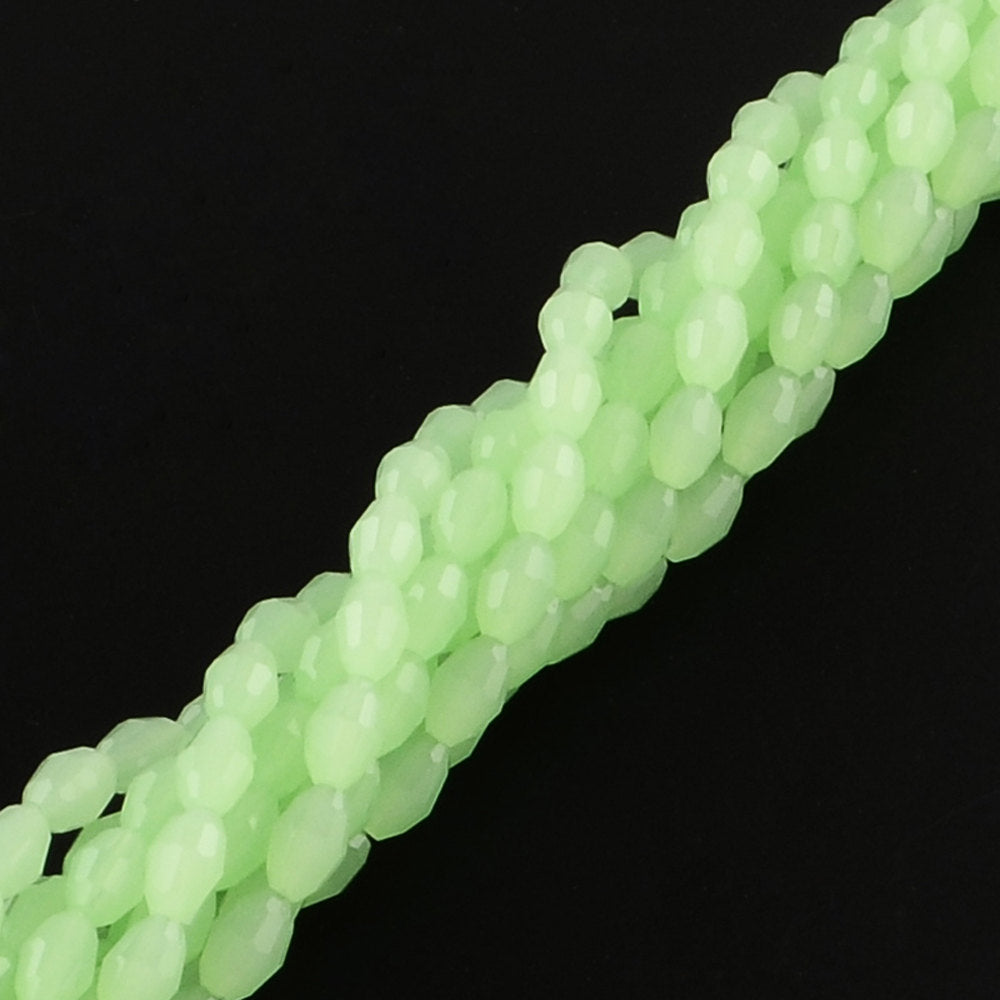 Faceted Glass Beads 6mm x 4mm - Mint Green - 1 Strand 72 Beads - BD1059